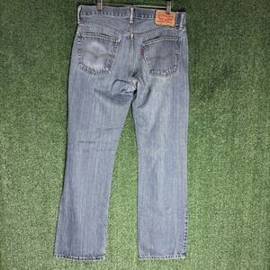 Levis 559 Jeans Mens 33x34 Relaxed Straight Stretch Blue Medium Wash Denim Fade